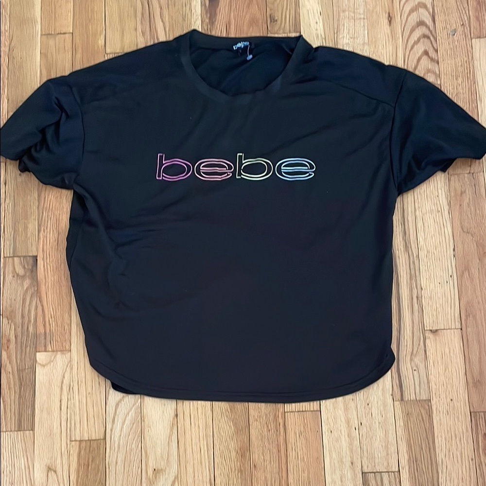 Bebe Black Short Sleeve Tee with Logo